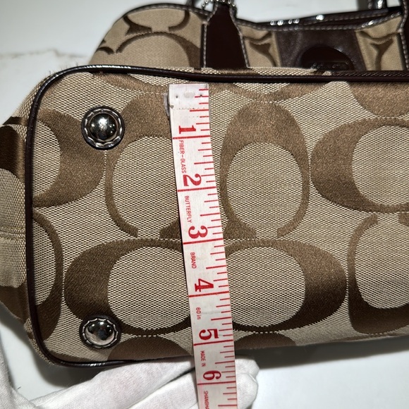 NWOT COACH F17424 Signature Bag, Vintage Tan/Brown Canvas Metallic Trim - Picture 13 of 16
